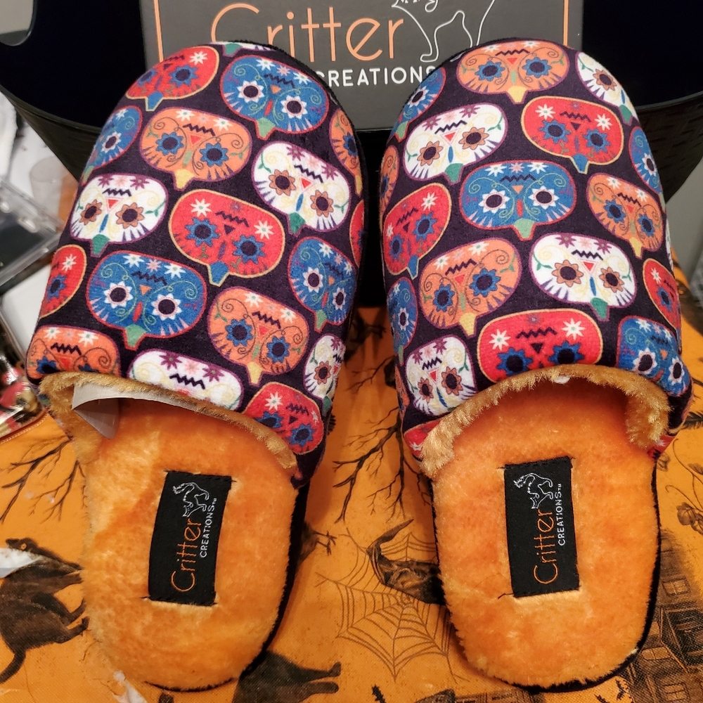 Critter Creations Halloween pumpkin slippers